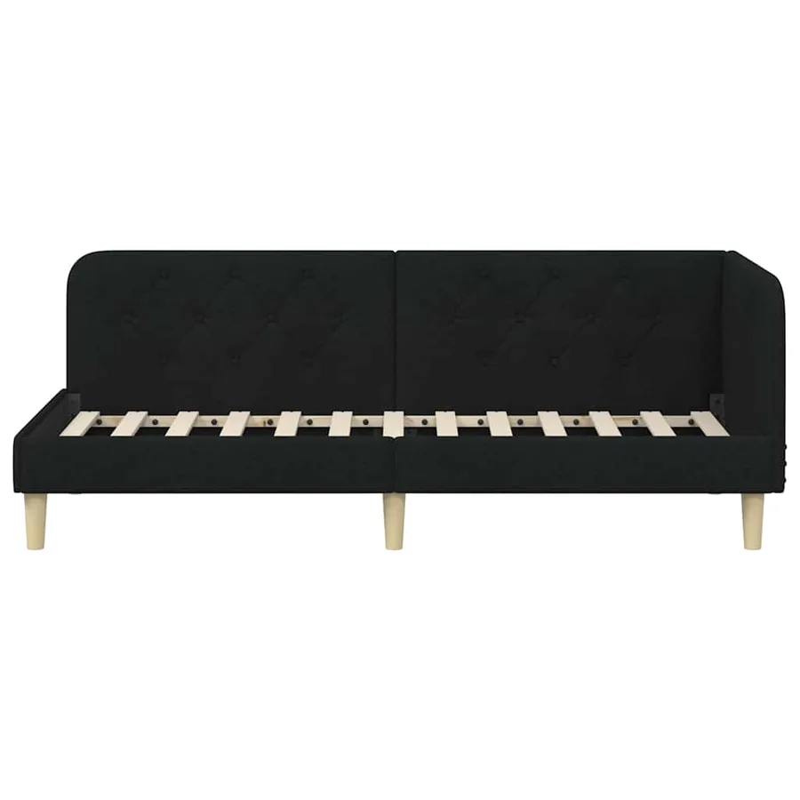 Cadre de lit d'angle Noir 80 x 200 cm tissu - 5