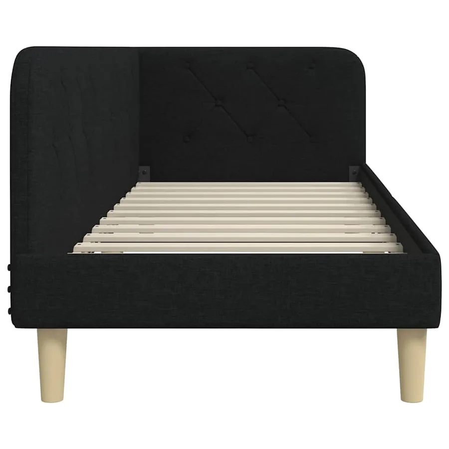 Cadre de lit d'angle Noir 80 x 200 cm tissu - 6