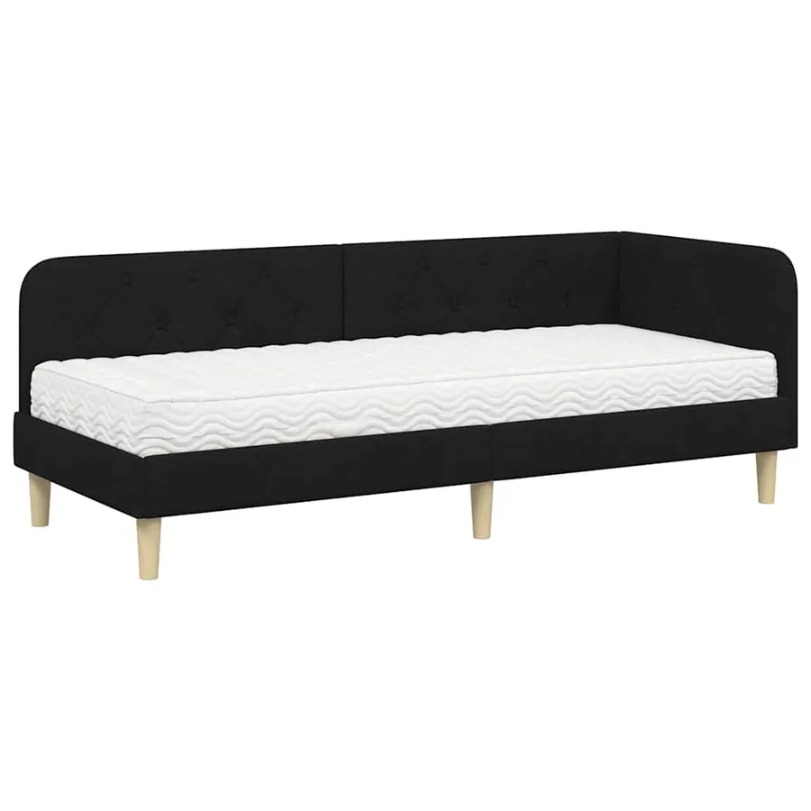 Cadre de lit d'angle Noir 80 x 200 cm tissu - 2