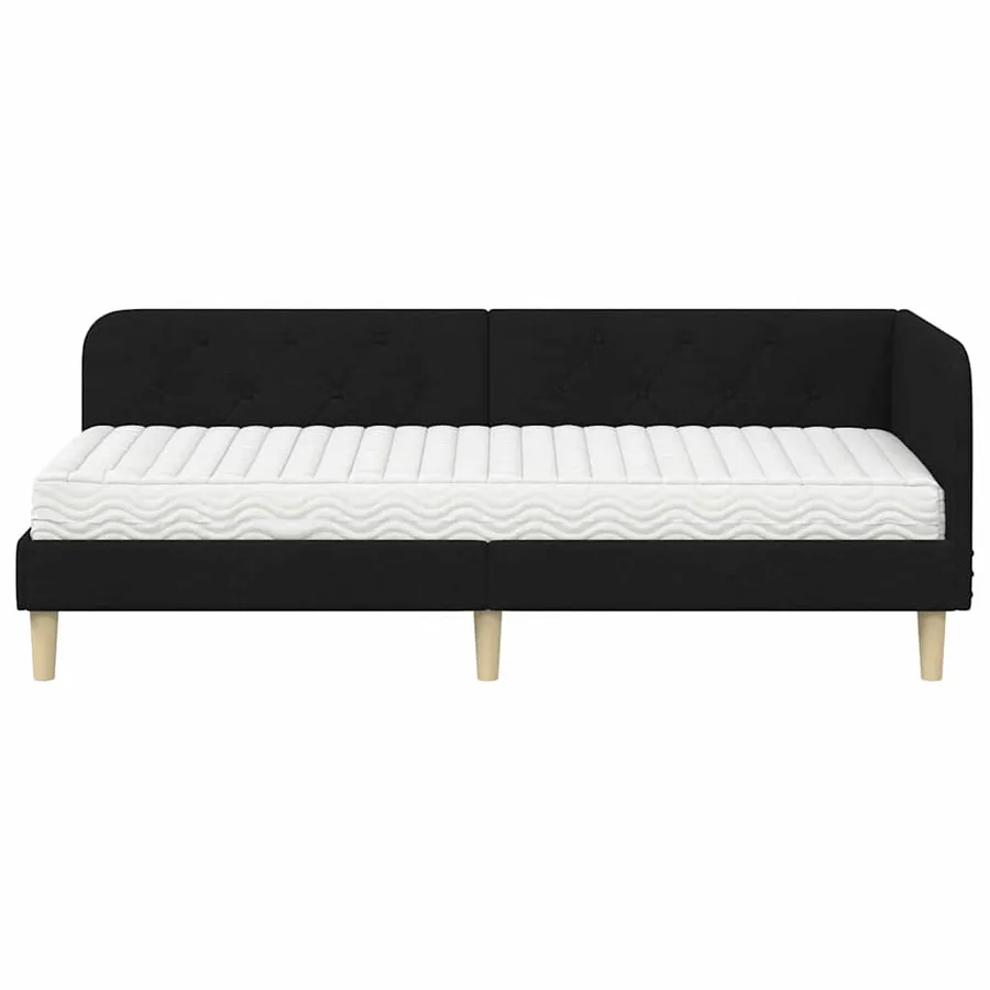 Cadre de lit d'angle Noir 80 x 200 cm tissu - 5