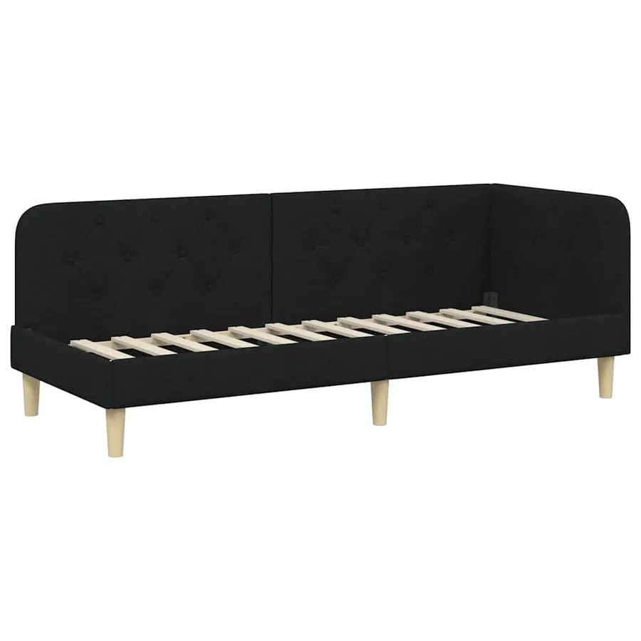 Cadre de lit d'angle Noir 80 x 200 cm tissu - 6