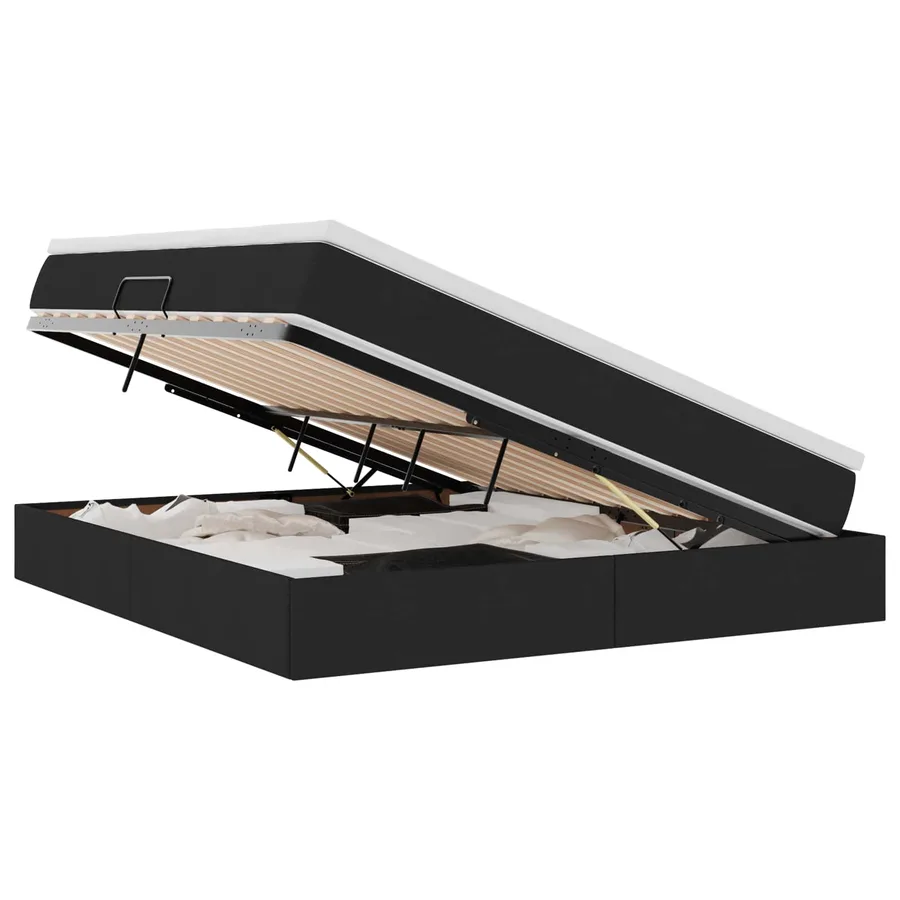 Lit avec rangement et matelas Noir 180 x 200 cm Polyester - 2
