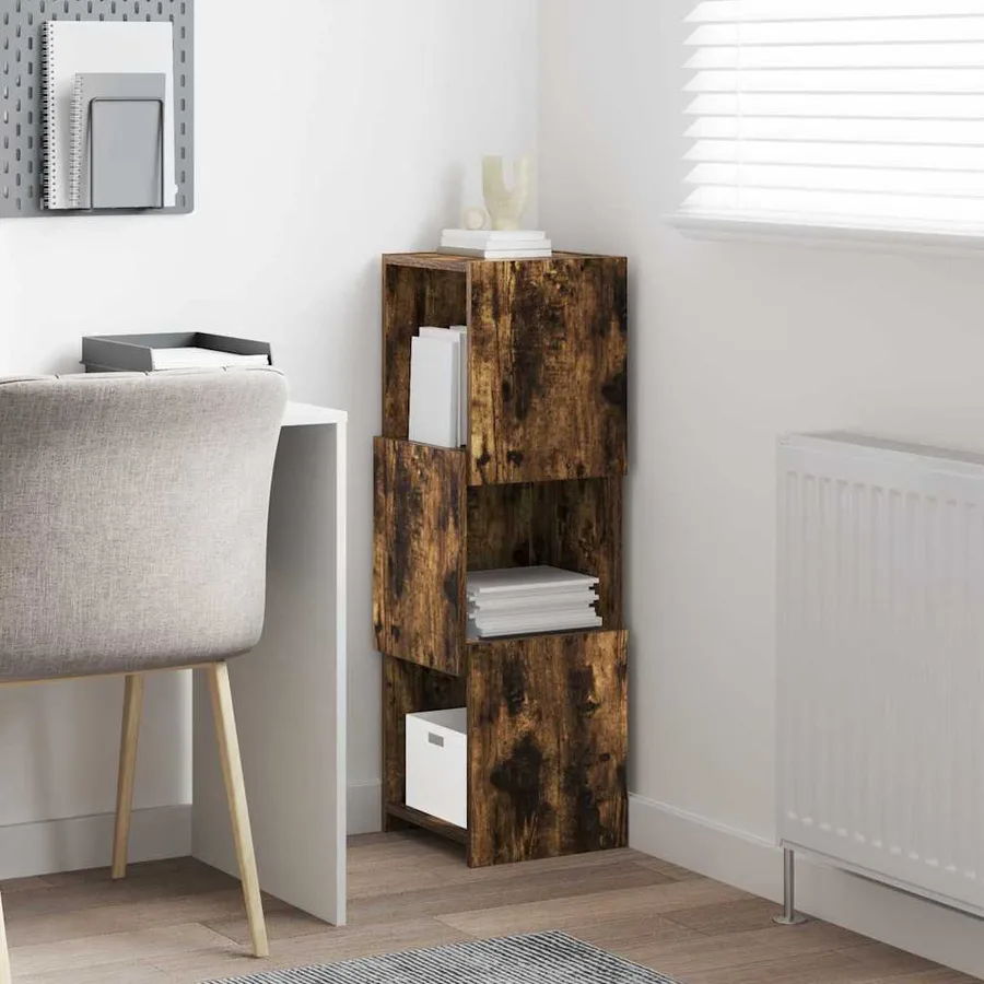 Meuble d'angle Chêne fumé 30,5x30x95cm Bois d'ingénierie - 4