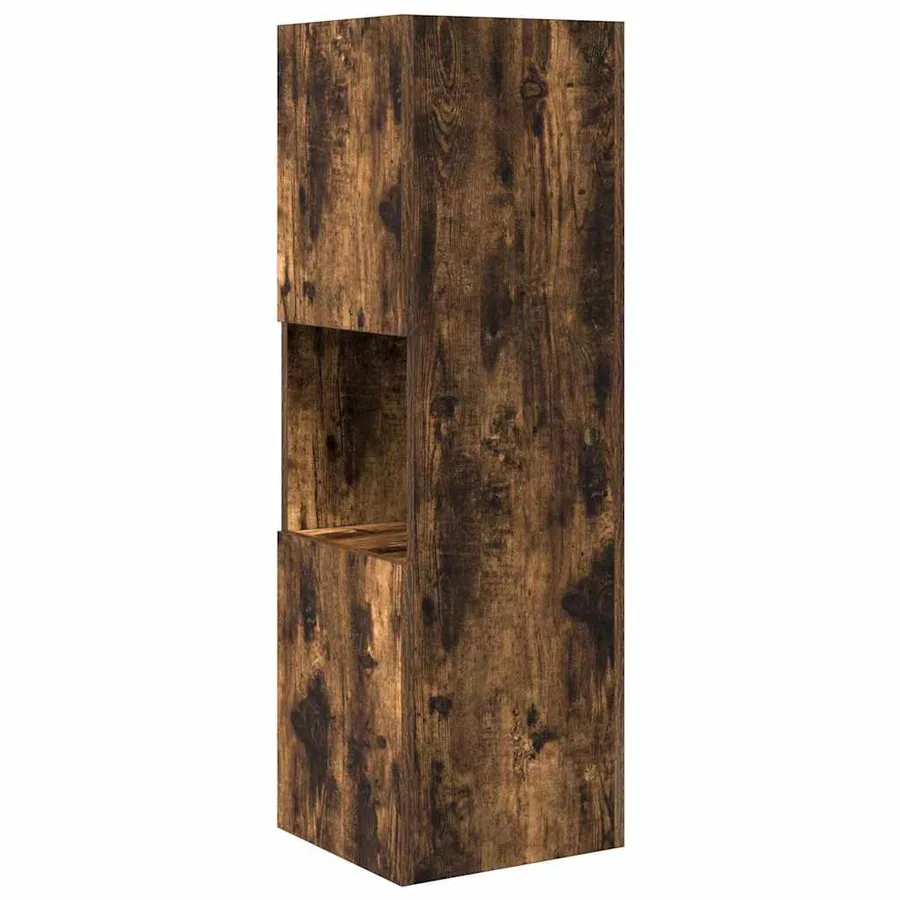Meuble d'angle Chêne fumé 30,5x30x95cm Bois d'ingénierie - 7