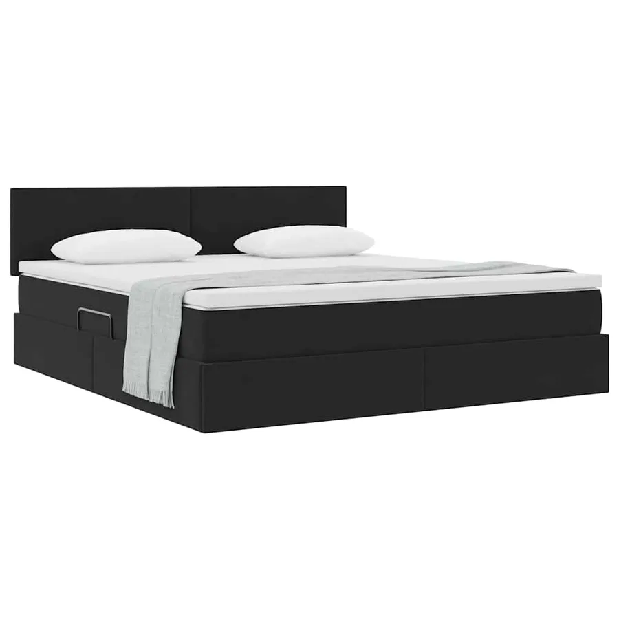 Lit de Rangement avec matelas Noir 180 x 200 cm Velours - 3