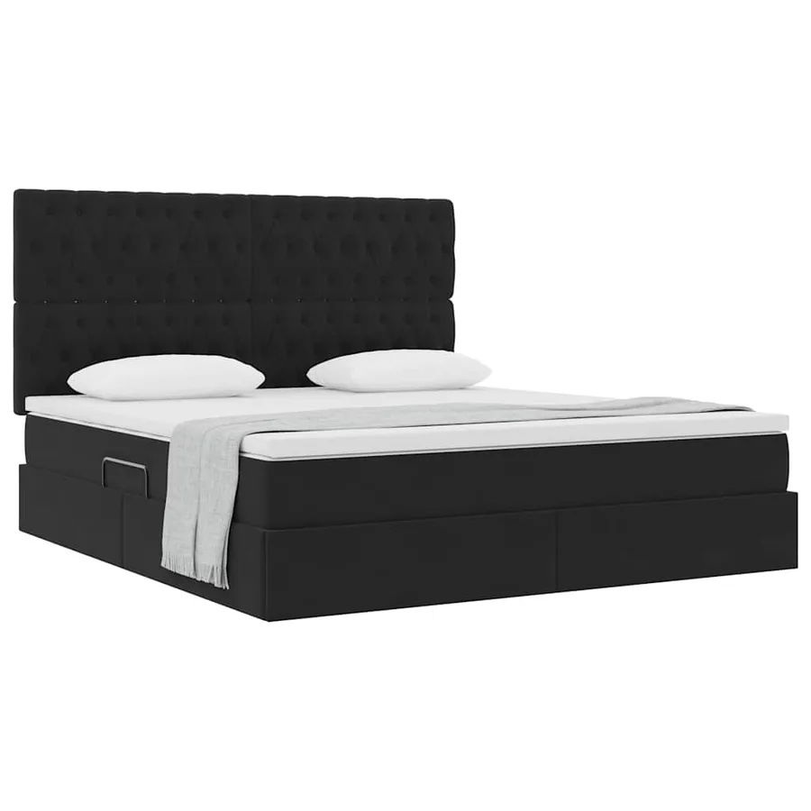 Lit avec rangement et matelas Noir 180 x 200 cm Velours - 3