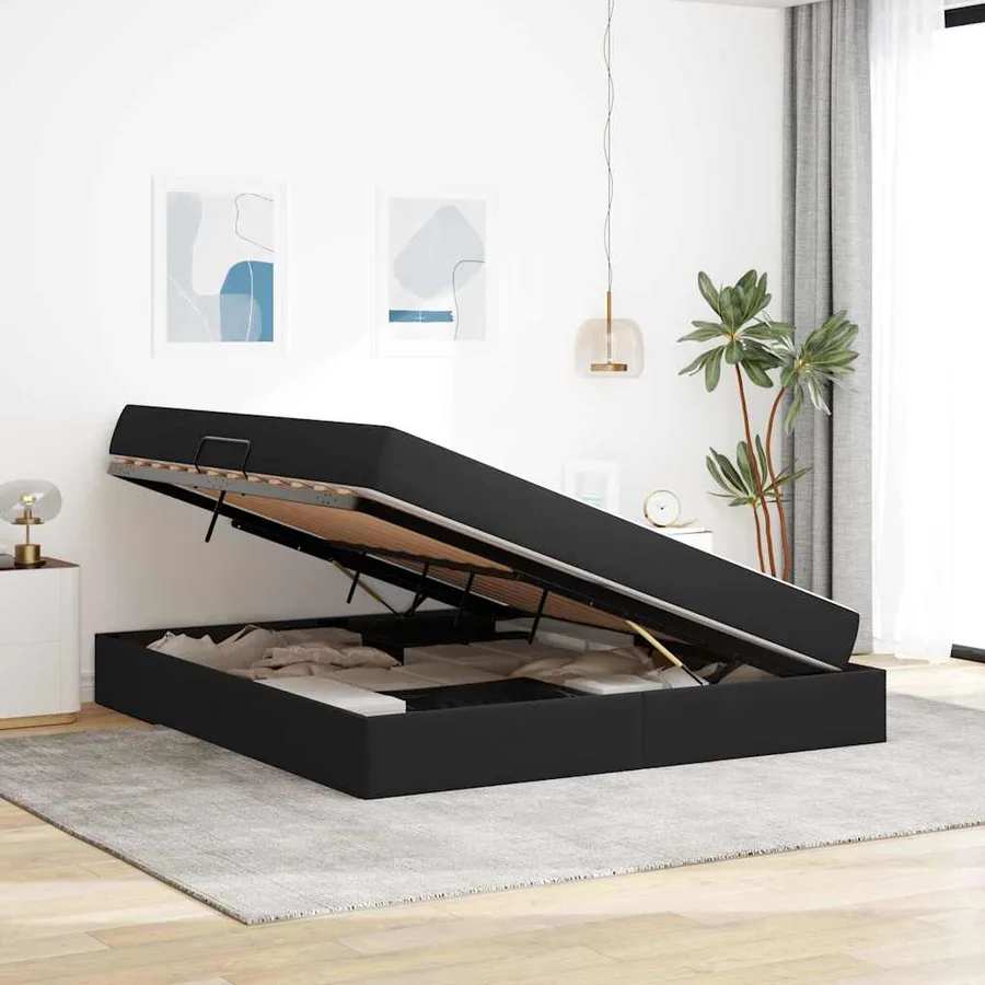 Lit avec rangement et matelas Noir 180 x 200 cm Velours - 4