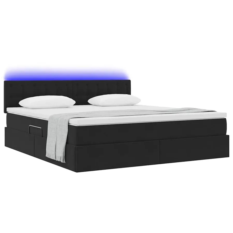 Lit de rangement LED avec matelas Noir 180 x 200 cm Velours - 3