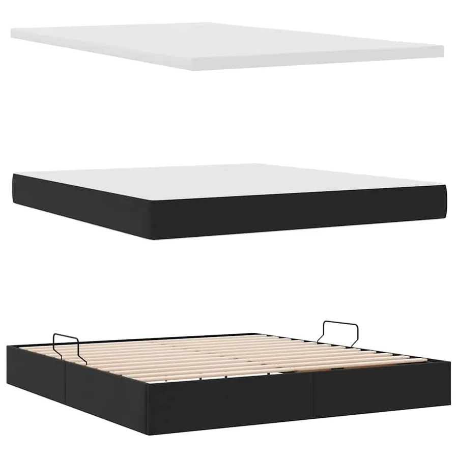 Lit de rangement LED avec matelas Noir 180 x 200 cm Velours - 9