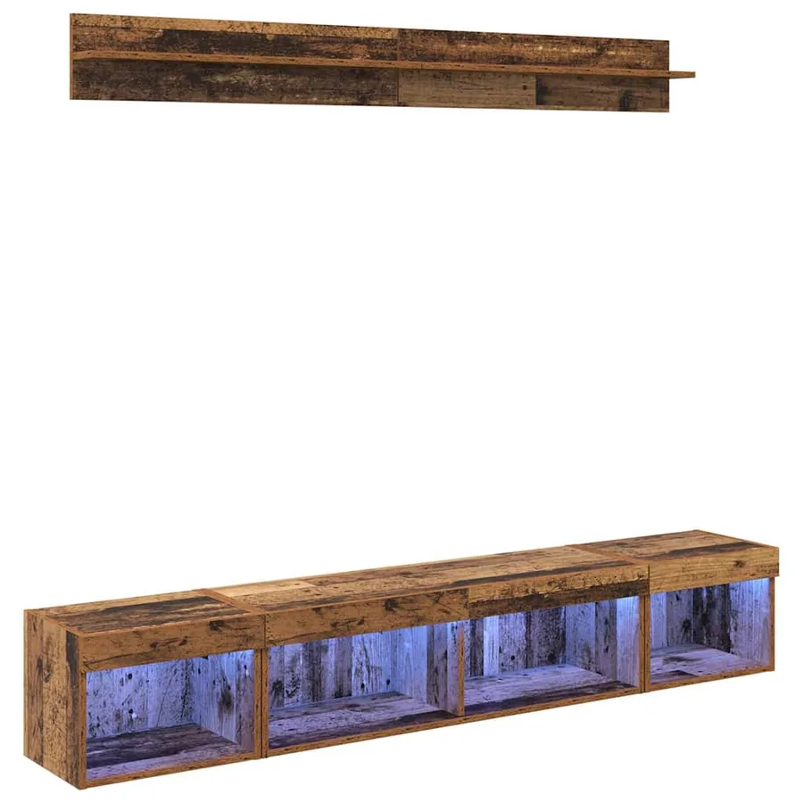 Ensemble de meuble TV mural 5 pcs Bois ancien Bois d'ingénierie - 2