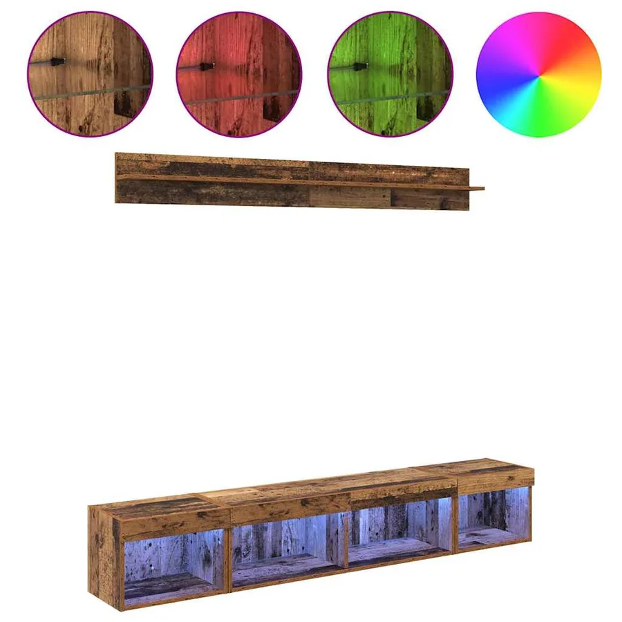 Ensemble de meuble TV mural 5 pcs Bois ancien Bois d'ingénierie - 4