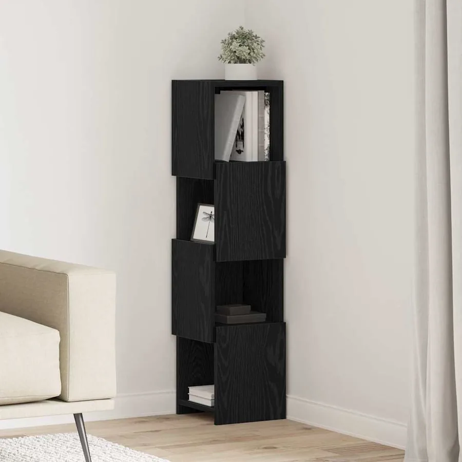 Meuble d'angle Chêne noir 25,5x25x102cm Bois d'ingénierie