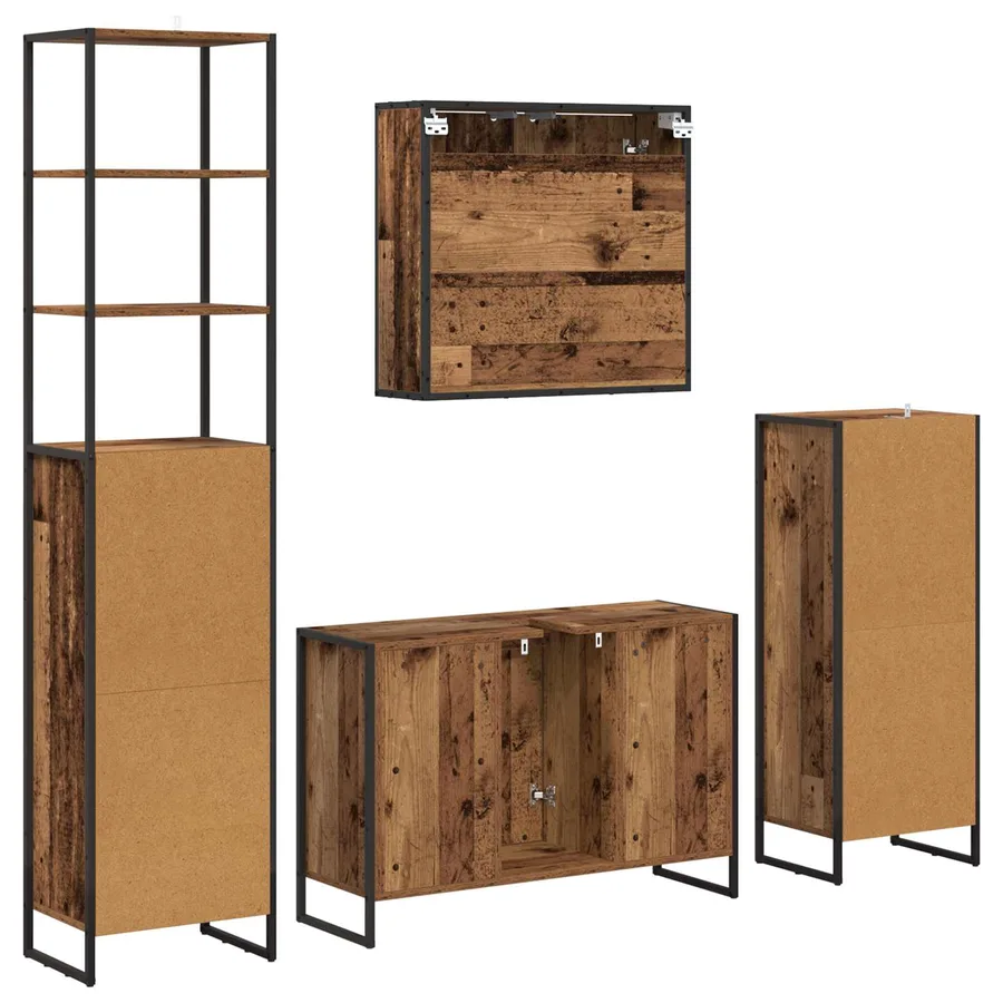 Ensemble de mobilier de salle de bain avec tiroir Bois ancien - 8