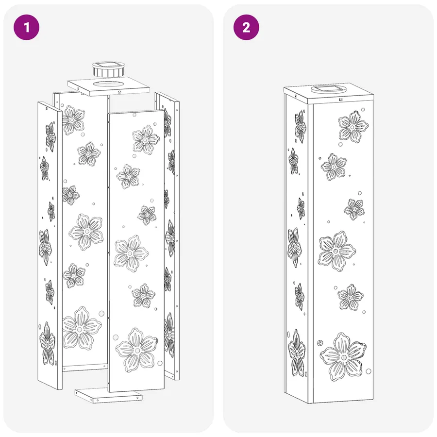 Lumière de chemin LED solaire 2 pcs Blanc chaud 18 x 18 x 80 cm - 15