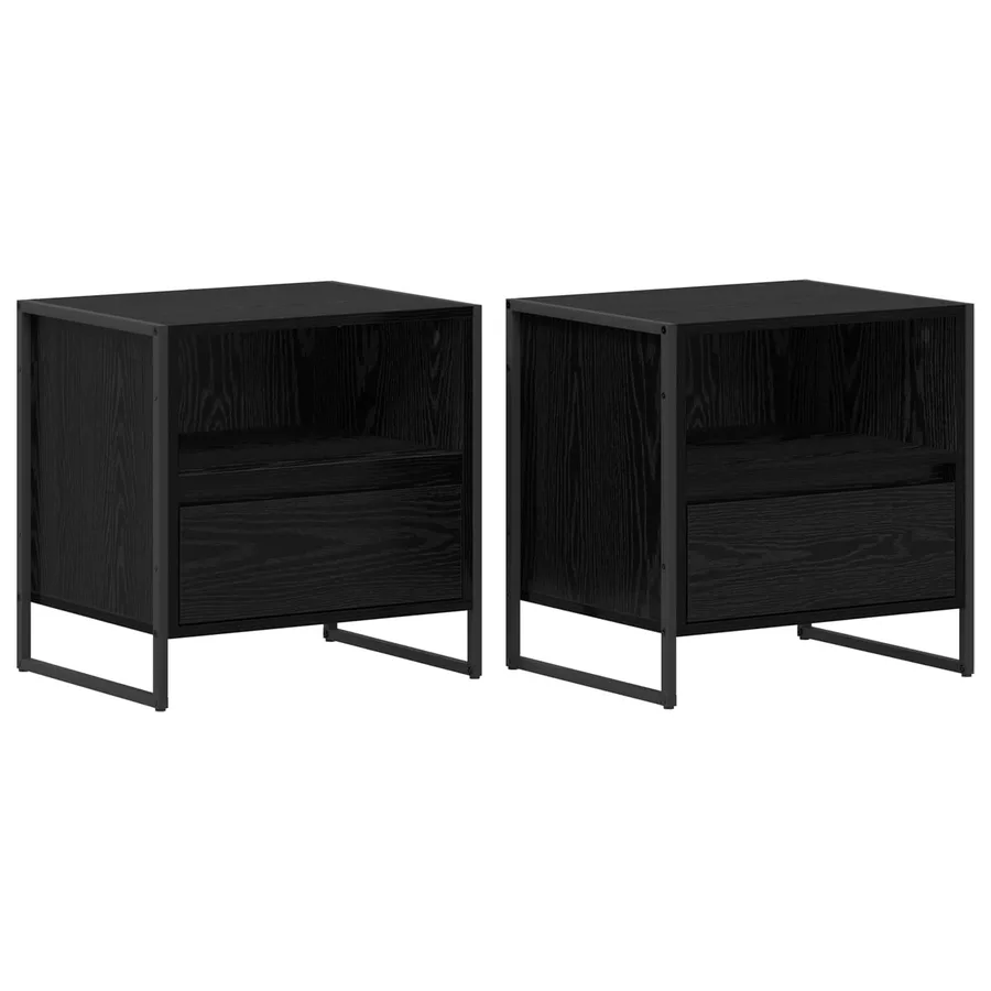 Table de chevet avec tiroir 2 pcs Chêne noir 50 x 39,5 x 50 cm - 2