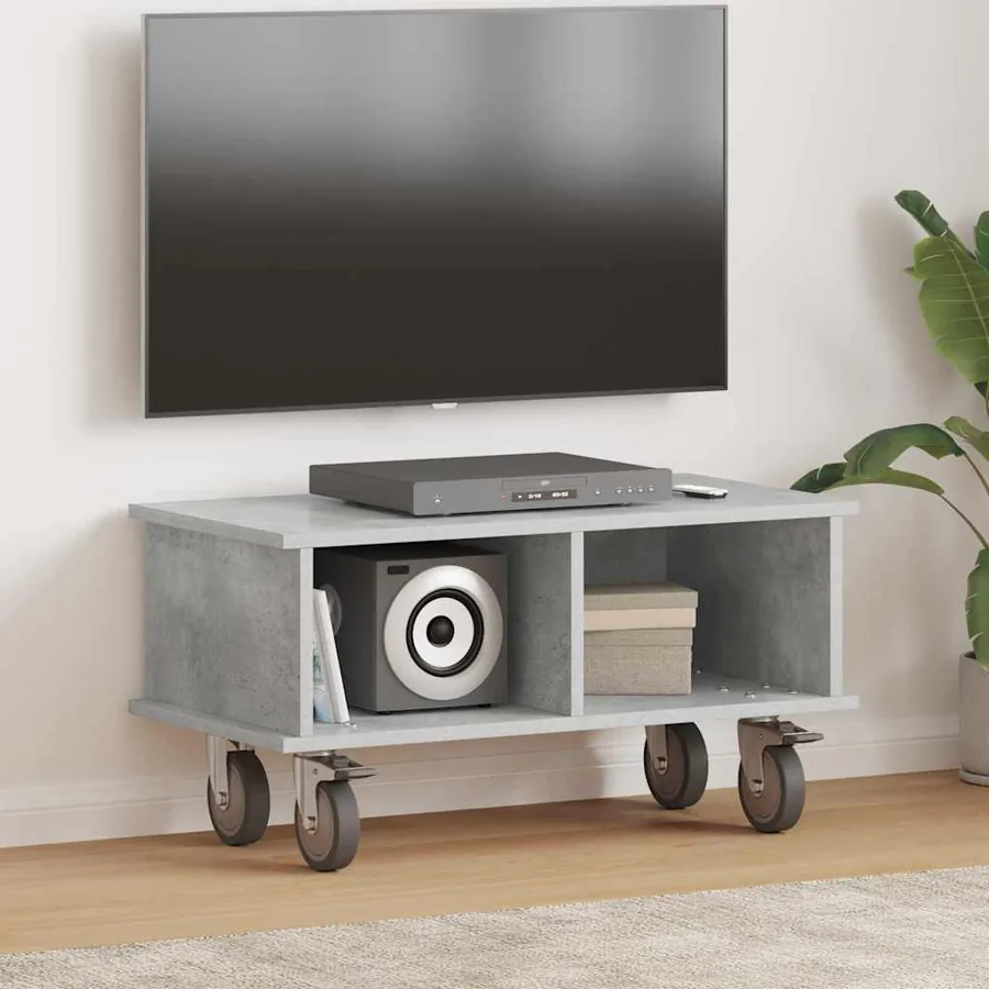 Meuble TV Gris béton 68,5 x 35 x 35 cm Bois d'ingénierie