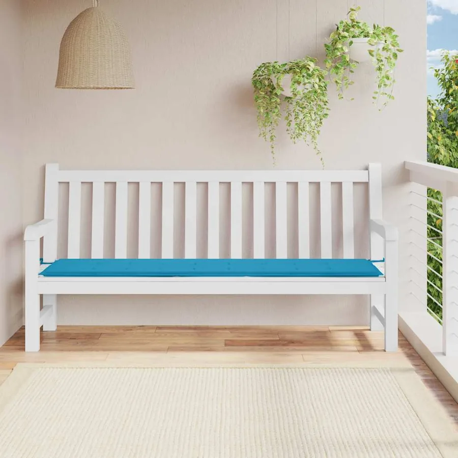 Coussin de banc de jardin bleu 200x50x3 cm tissu oxford