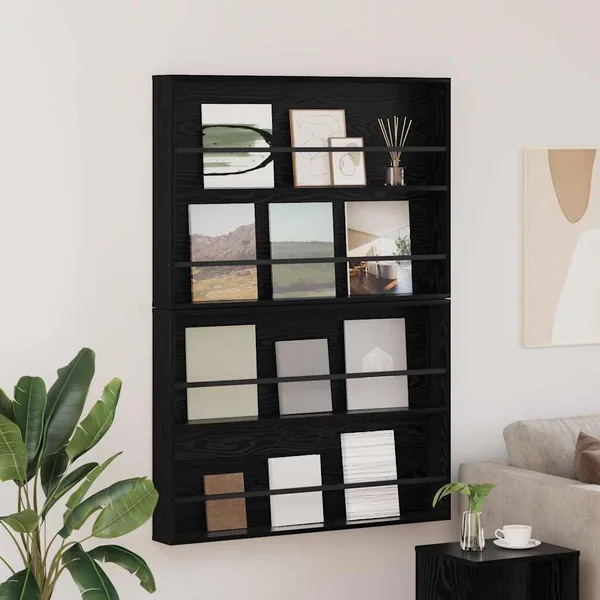 Étagère à magazines 2 pcs Chêne noir 100 x 12 x 70 cm