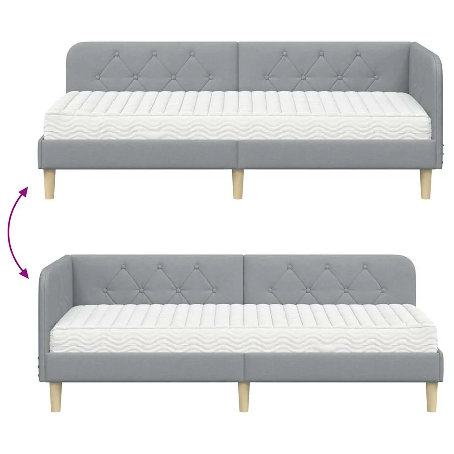 Cadre de lit d'angle Gris clair 80 x 200 cm tissu - 12