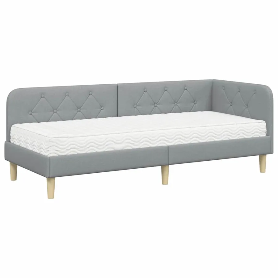 Cadre de lit d'angle Gris clair 80 x 200 cm tissu - 2