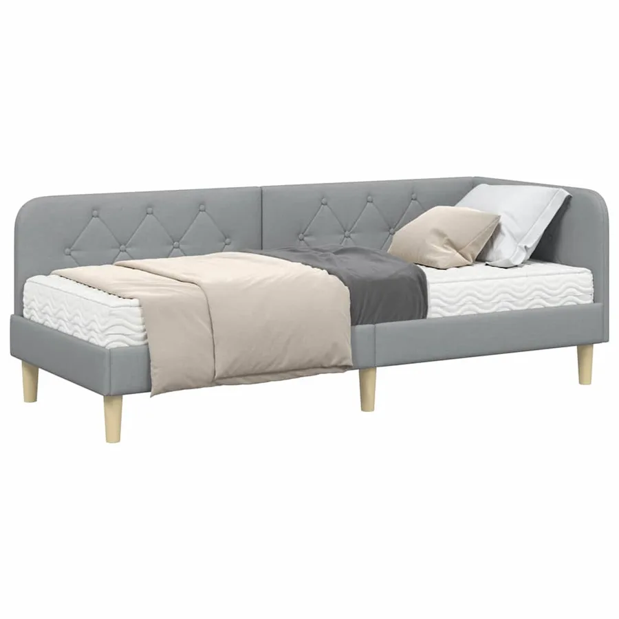Cadre de lit d'angle Gris clair 80 x 200 cm tissu - 3