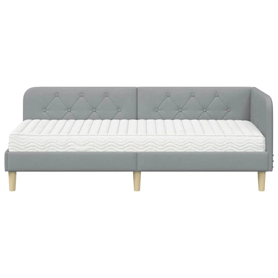 Cadre de lit d'angle Gris clair 80 x 200 cm tissu - 5
