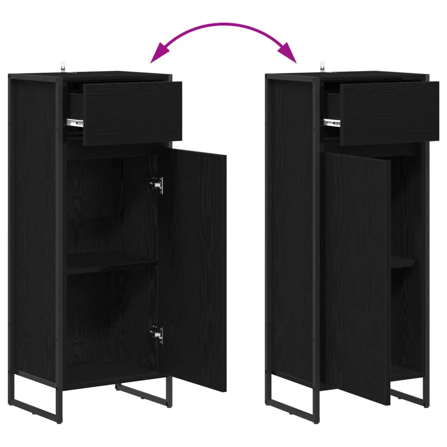 Ensemble de mobilier de salle de bain avec tiroir Chêne noir - 16