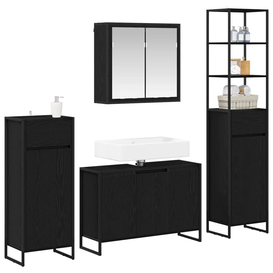 Ensemble de mobilier de salle de bain avec tiroir Chêne noir - 3