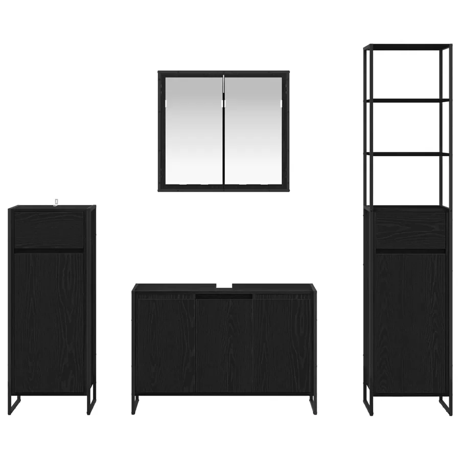 Ensemble de mobilier de salle de bain avec tiroir Chêne noir - 9