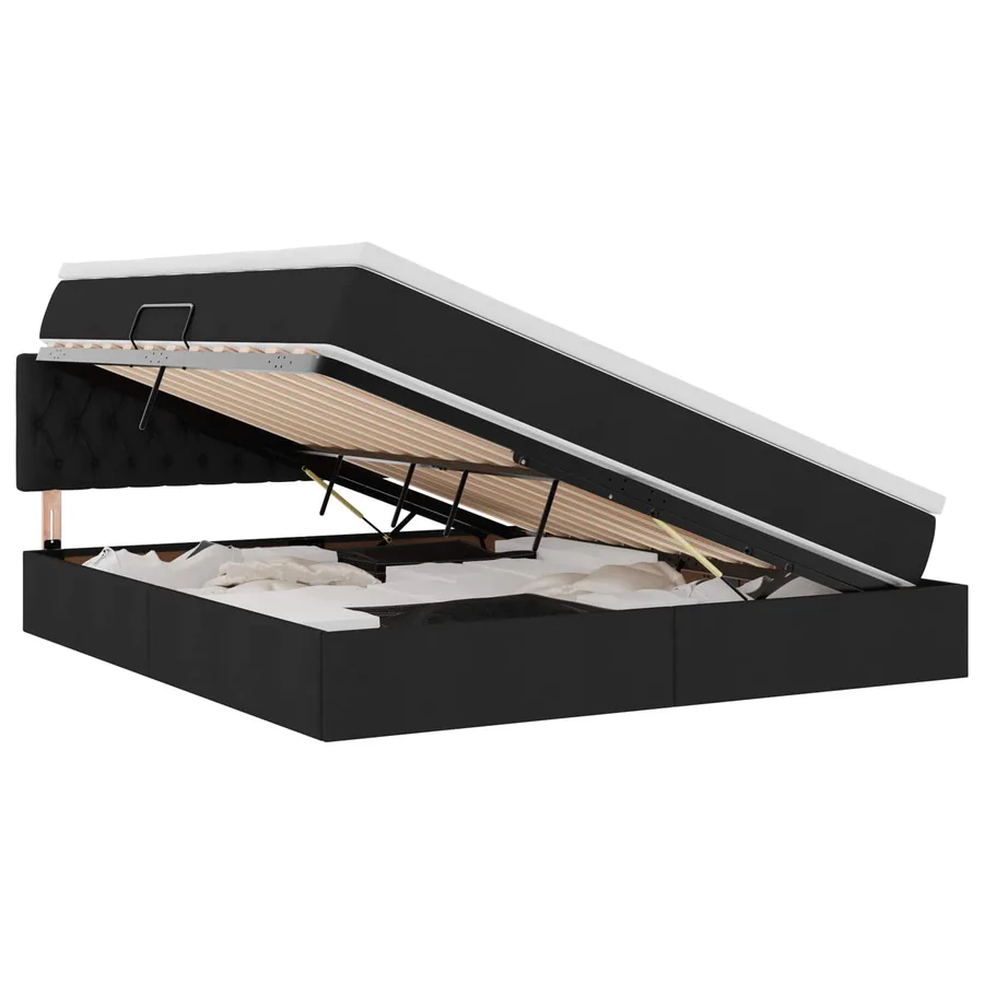 Lit avec rangement et matelas avec matelas Noir 180 x 200 cm - 2