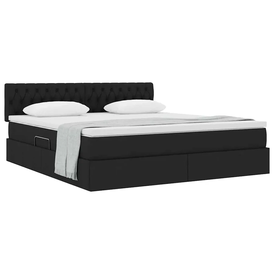 Lit avec rangement et matelas avec matelas Noir 180 x 200 cm - 3