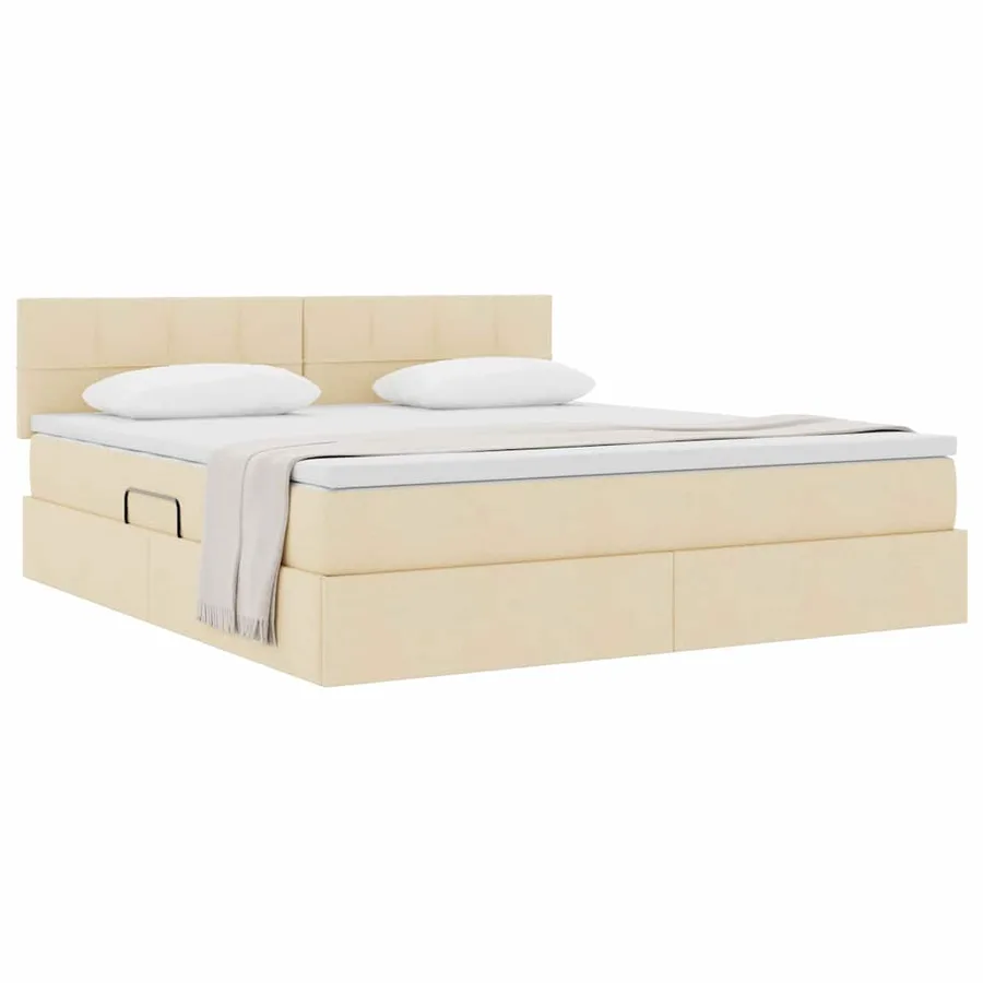Lit avec rangement et matelas avec matelas Crème 180 x 200 cm - 3
