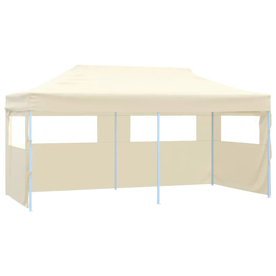 Tente de réception pliable avec 4 parois 3x6 m Acier Crème