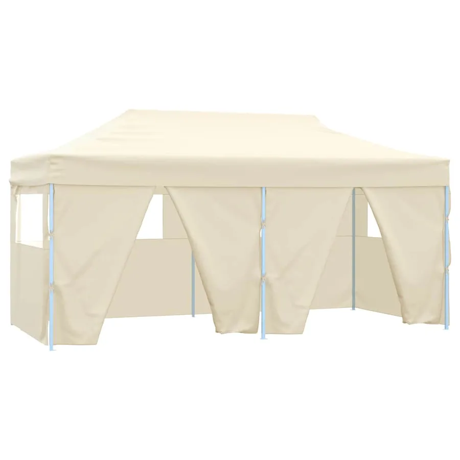 Tente de réception pliable avec 4 parois 3x6 m Acier Crème - 2