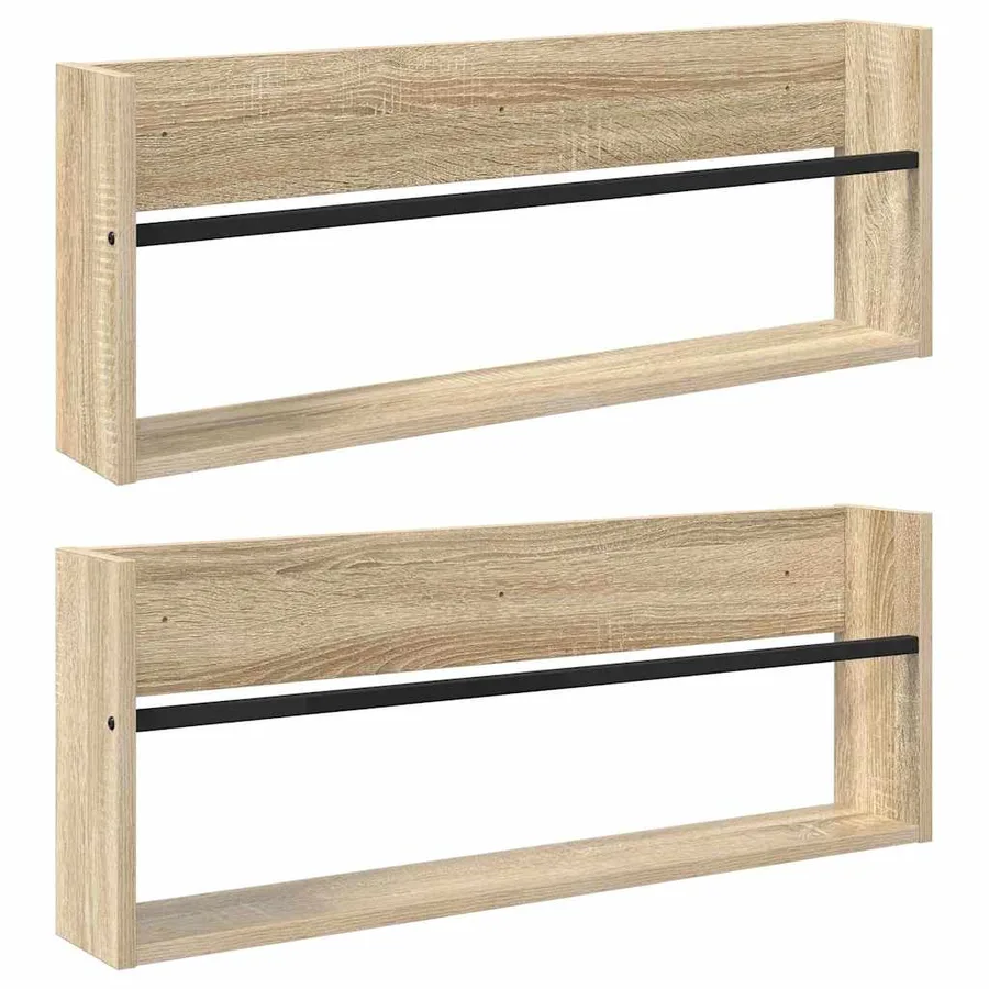 Étagère à magazines 2 pcs Chêne Sonoma 80 x 12 x 30 cm - 2