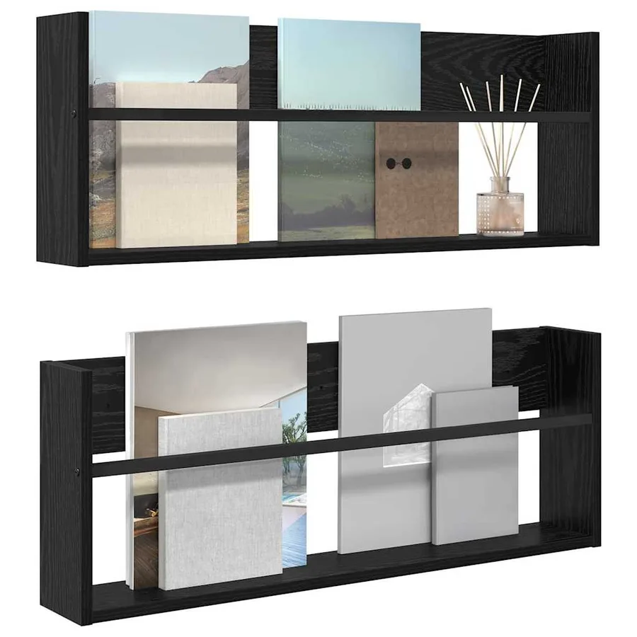 Étagère à magazines 2 pcs Chêne noir 80 x 12 x 30 cm - 3