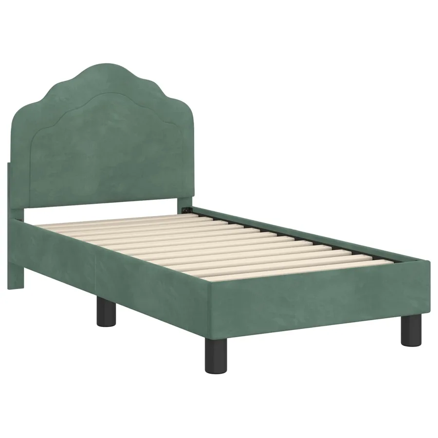 Cadre de lit pour tout-petit avec tête de lit Vert Mer Velours - 4