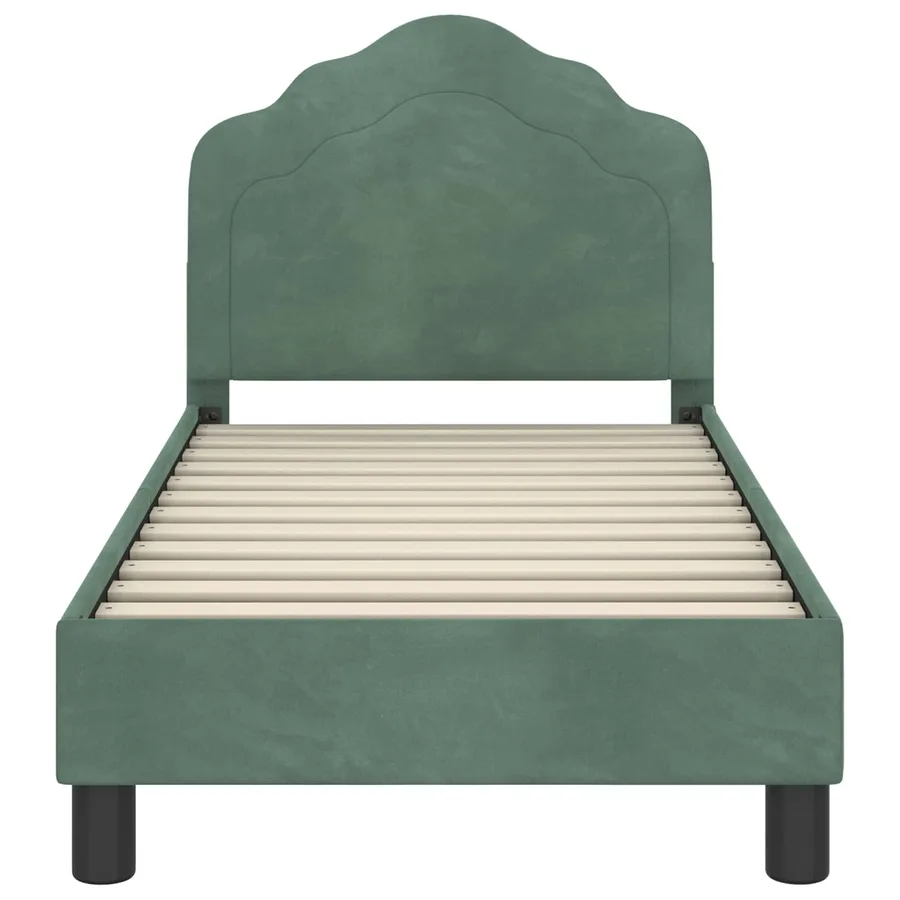 Cadre de lit pour tout-petit avec tête de lit Vert Mer Velours - 5