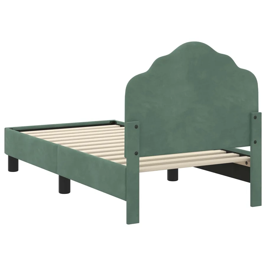 Cadre de lit pour tout-petit avec tête de lit Vert Mer Velours - 7
