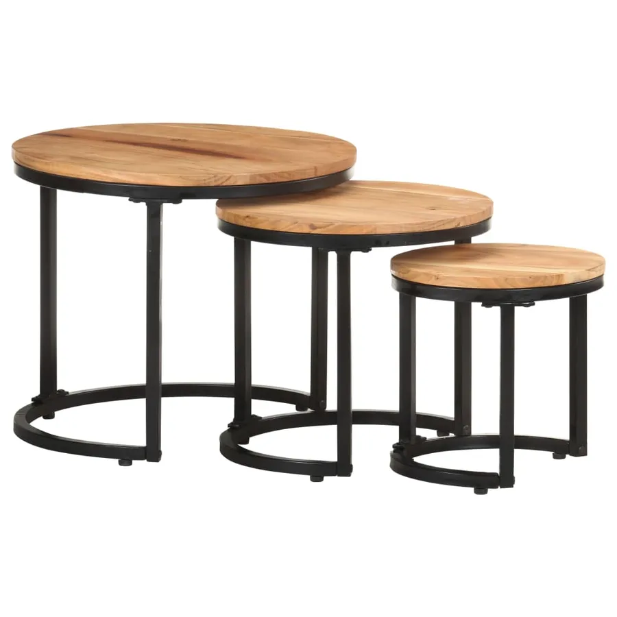Tables d'appoint 3 pcs Bois d'acacia solide - 10