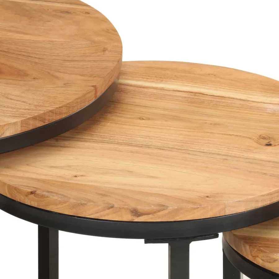 Tables d'appoint 3 pcs Bois d'acacia solide - 6