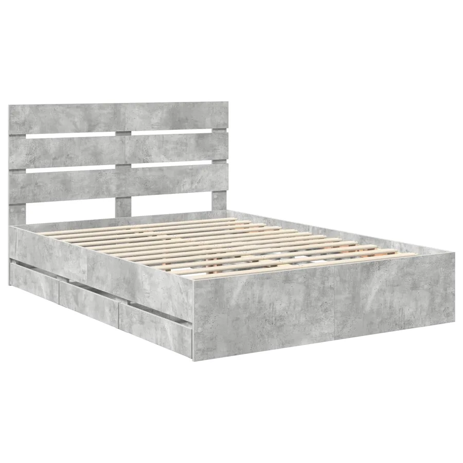 Cadre de lit Gris béton 160 x 200 cm Bois Ingénierie - 4