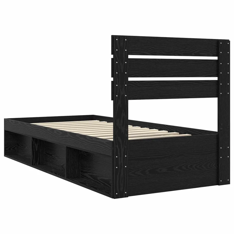 Cadre de lit avec tête de lit Noir 100 x 200 cm Pin massif - 9