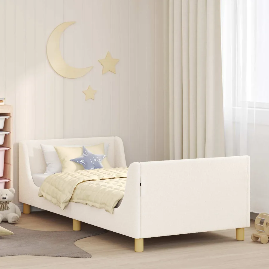 Cadre de lit pour enfants avec tête de lit Crème 90 x 200 cm