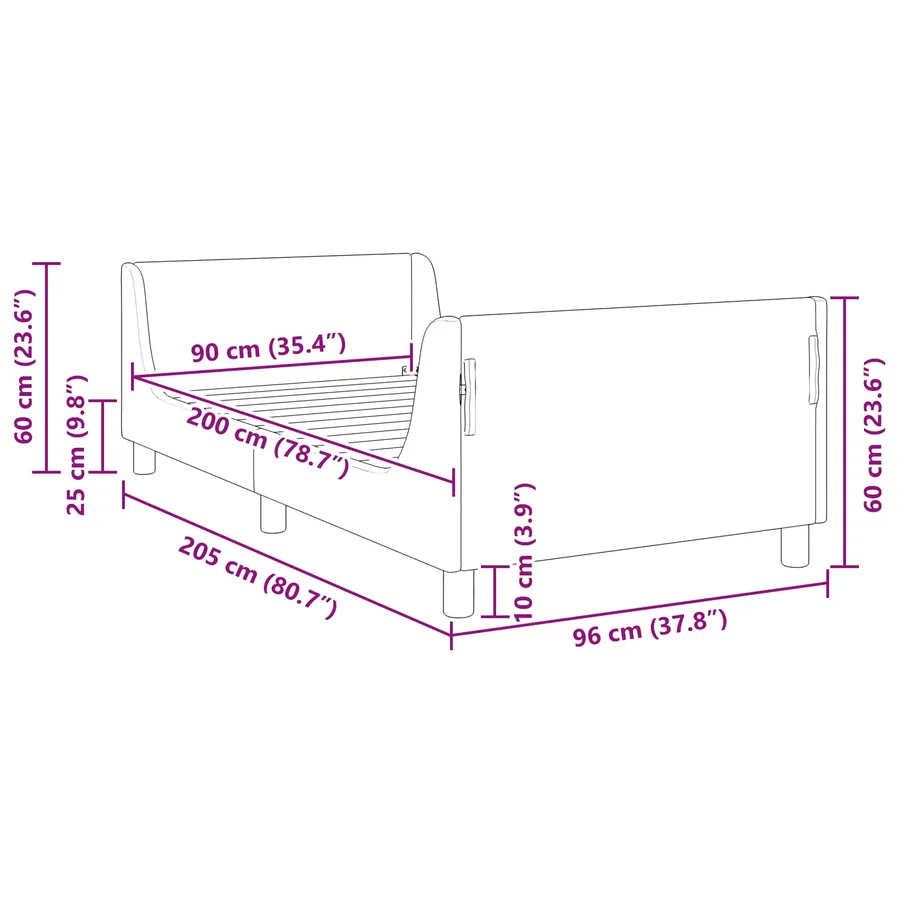 Cadre de lit pour enfants avec tête de lit Crème 90 x 200 cm - 9