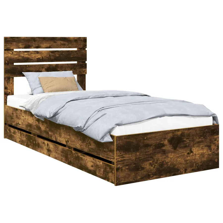 Cadre de lit Chêne fumé 100 x 200 cm Bois Ingénierie - 2