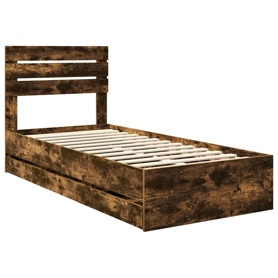 Cadre de lit Chêne fumé 100 x 200 cm Bois Ingénierie - 4
