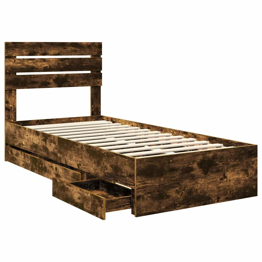 Cadre de lit Chêne fumé 100 x 200 cm Bois Ingénierie - 5