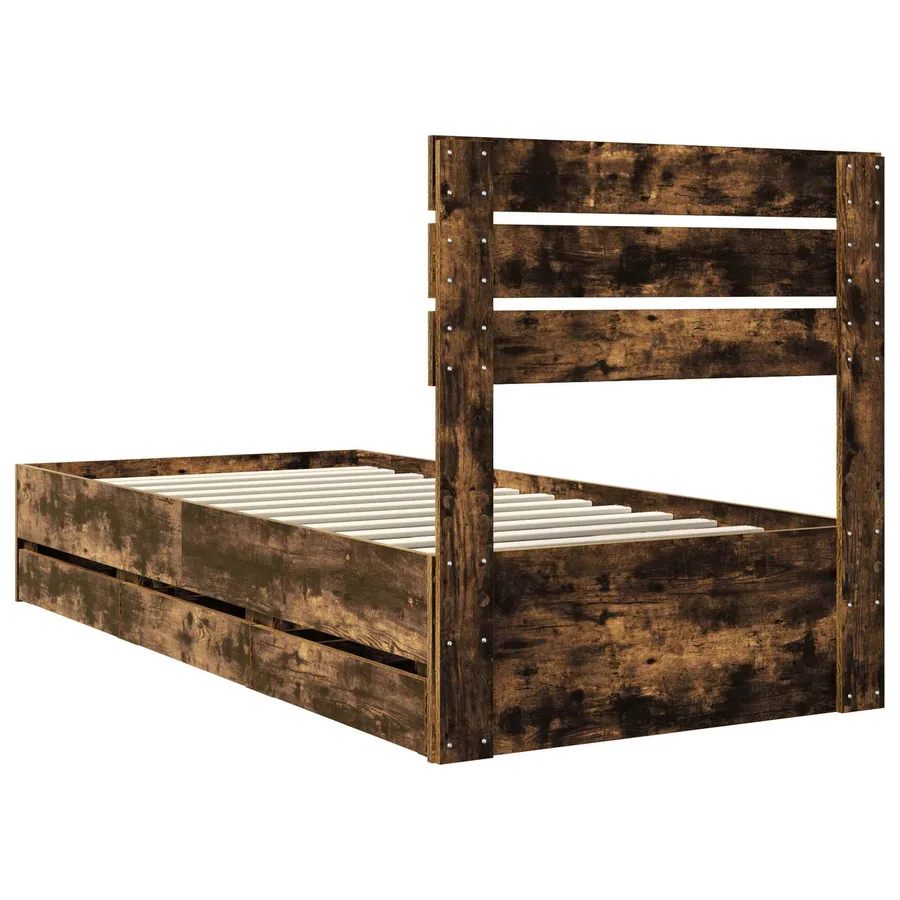 Cadre de lit Chêne fumé 100 x 200 cm Bois Ingénierie - 8
