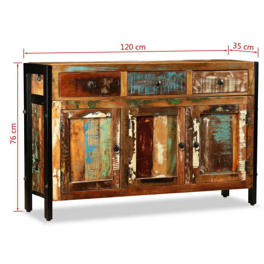 Sideboard Solid reclaimed wood 120x35x76 cm - 12